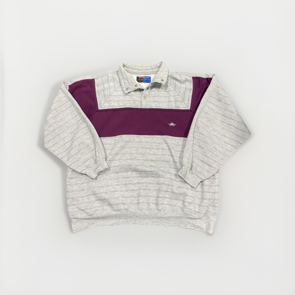 Vintage Greenline International XL Color Block Striped  Pullover Aviation Plane